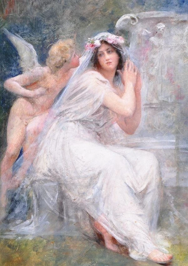 Una musa con cupido